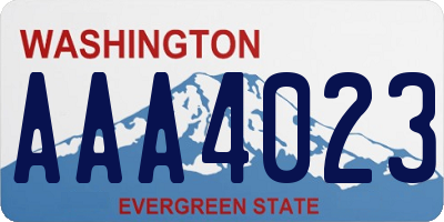 WA license plate AAA4023