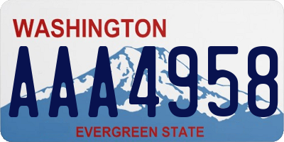 WA license plate AAA4958