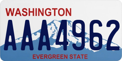 WA license plate AAA4962