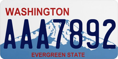 WA license plate AAA7892