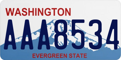 WA license plate AAA8534