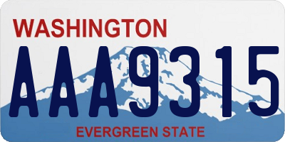 WA license plate AAA9315