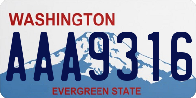 WA license plate AAA9316