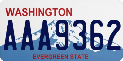 WA license plate AAA9362