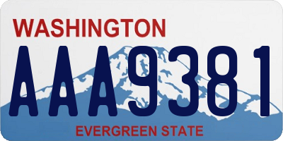 WA license plate AAA9381