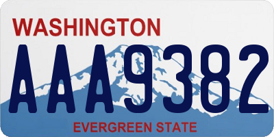 WA license plate AAA9382
