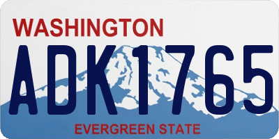 WA license plate ADK1765