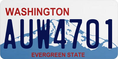 WA license plate AUW4701