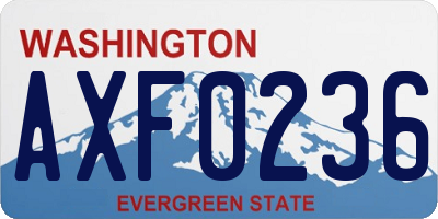 WA license plate AXF0236