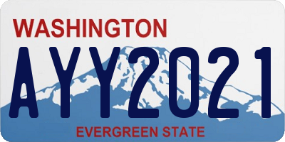 WA license plate AYY2021