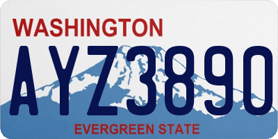 WA license plate AYZ3890