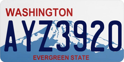 WA license plate AYZ3920