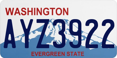 WA license plate AYZ3922