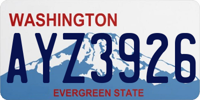WA license plate AYZ3926