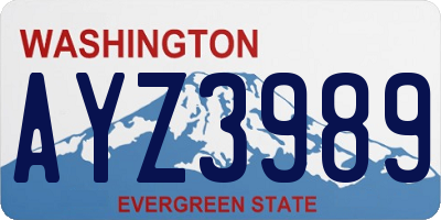 WA license plate AYZ3989