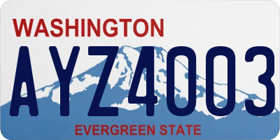 WA license plate AYZ4003