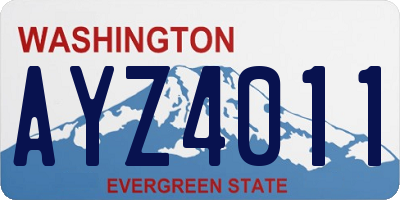 WA license plate AYZ4011