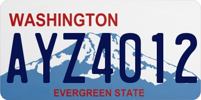 WA license plate AYZ4012
