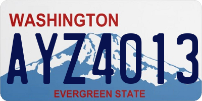 WA license plate AYZ4013