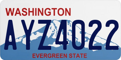 WA license plate AYZ4022
