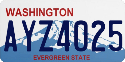 WA license plate AYZ4025
