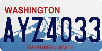 WA license plate AYZ4033