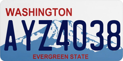 WA license plate AYZ4038