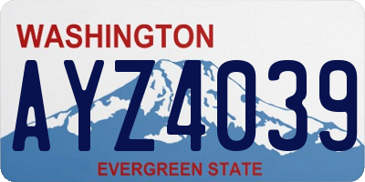 WA license plate AYZ4039