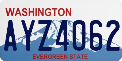 WA license plate AYZ4062