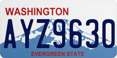 WA license plate AYZ9630