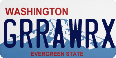 WA license plate GRRAWRX