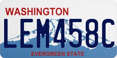 WA license plate LEM458C