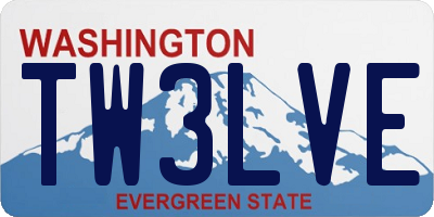 WA license plate TW3LVE