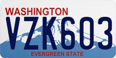 WA license plate VZK603