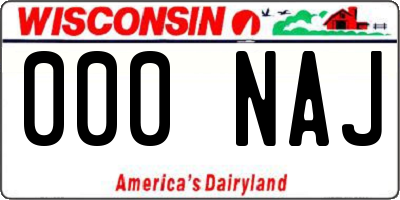 WI license plate 000NAJ