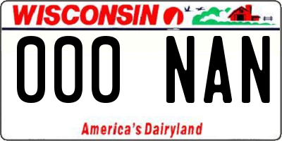 WI license plate 000NAN