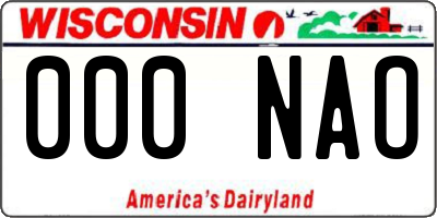 WI license plate 000NAO