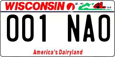 WI license plate 001NAO