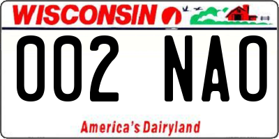 WI license plate 002NAO