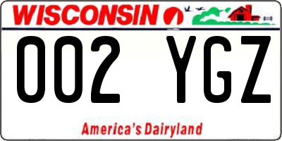 WI license plate 002YGZ