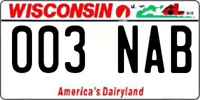 WI license plate 003NAB