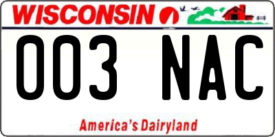 WI license plate 003NAC