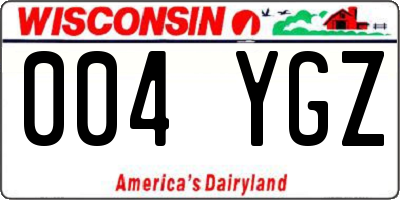 WI license plate 004YGZ