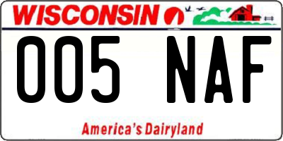 WI license plate 005NAF