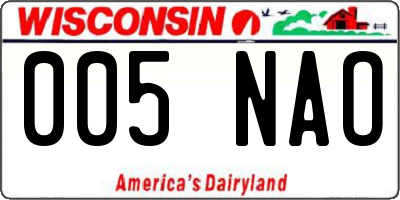 WI license plate 005NAO