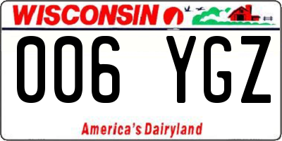 WI license plate 006YGZ