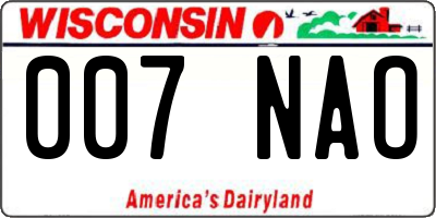 WI license plate 007NAO