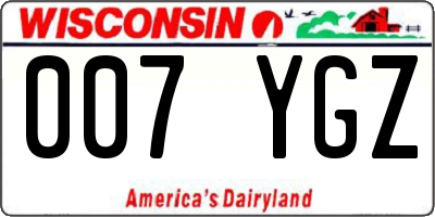 WI license plate 007YGZ