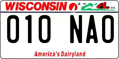 WI license plate 010NAO