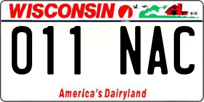 WI license plate 011NAC